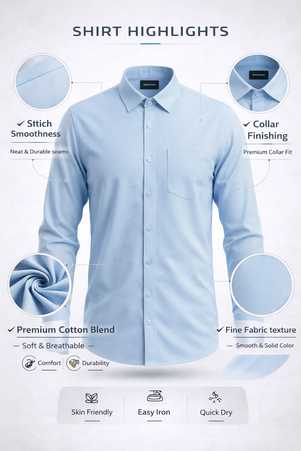 100% Original Export Premium Cotton Full Sleeve Shirt EA004 - Image 5